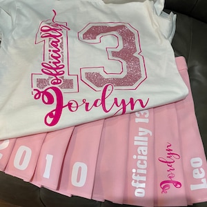 Personalized Birthday, Official Teenager Outfit - Short Sleeve T-shirt, Long sleeve T-shirt, Sweatshirt or Hoodie - Skirt also available