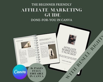 Done for You: Affiliate Marketing Beginner's Guide with Private Label Rights PLR, Master Resell Rights MRR, in Canva, Lead Magnet, Freebie