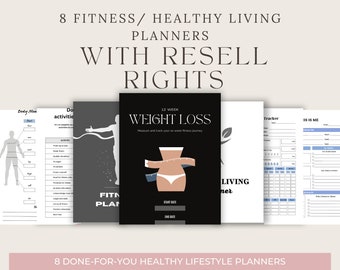8 PLR Digital Fitness Planners | Master Resell Rights | 2024 plr fitness/ health Planner | PLR Digital Products | Resell Planner |  MRR
