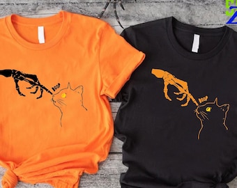 Skeleton Hand Shirt, Boop Cat Shirt, Halloween Cat Shirt, Cat Shirt, Funny Cat Shirt, Cat Lover Shirt, Cat Lover Gift for Halloween, Cat Mom