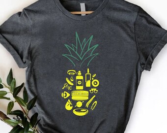 Pineapple Beauty Lover Shirt, Cosmetic Tools Graphic Tee, Makeup Artist Gift