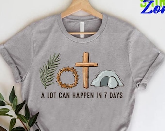 He Is Risen Easter Kids Shirt,Christian Toddler T-Shirt,Jesus Cross Youth Tee,Cute Easter Gifts,A Lot Can Happen in 7 Days Shirt,Faith Tee