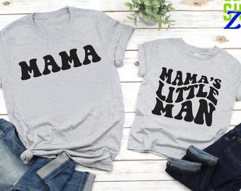 Mama and Mama’s Little Man, Mama and Boy Shirt, Matching Mom and Son Shirt, New Mommy Baby Shower Gift,Matching Mama and Her Son Tees