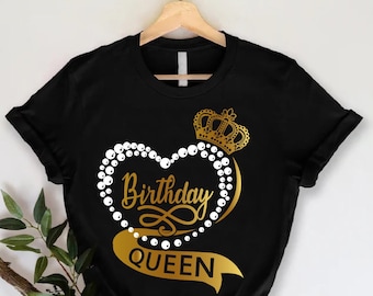 Birthday Queen Shirt,Heart Pearl Birthday Tshirt,Birthday Party Women Tee,Birthday Party Gift,Birthday Queen Shirt For Girl,Birthday Gift