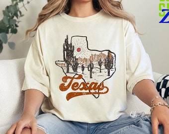 Comfort Colors Vintage Texas Shirt, Western Desert Cactus Graphic Tee