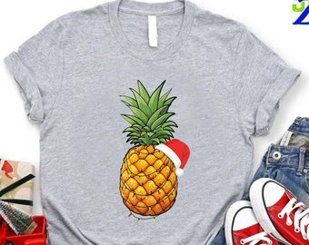 Santa Pineapple Christmas in July Beach Tee Aloha Shirt