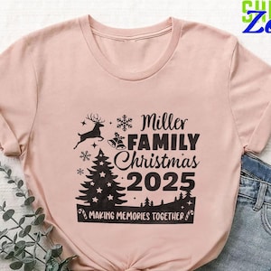Christmas Family Tee, Personalized Family Gifts, Matching Family Christmas Shirt, Custom Family Name Reunion,Crew Christmas  Gift Shirt
