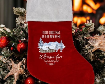 First Christmas in Our New Home Stocking, Personalized New Homeowner Gift