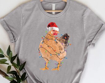Funny Christmas Chicken Shirt, Holiday Farm Gift, Chickens Lover Tee