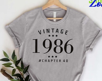 Personalized 40th Birthday Shirt,Vintage 1986 Shirt,40th Birthday Gift for Women and Men,1986 Birthday Gift for Mom and Dad,Chapter 40 Shirt