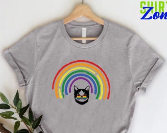 Pride Cat T-Shirt, LGBT Rainbow Graphic Tee, Kitten Shirt