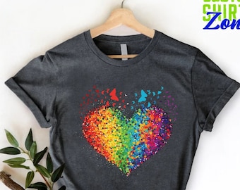 LGBTQ Shirt,Rainbow Butterfly Pride Tshirt,Love Heart Gay Tee,LGBTQ Support Gift,Social Justice,LGBTQ Pride Gift,Equality Butterfly Shirt