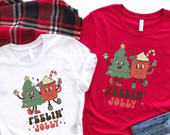 Retro Christmas Shirt, Feeling Jolly Toddler Shirt, Vintage Christmas Tree Shirt, Retro Vintage Holiday Shirt, Xmas Family Matching Shirt
