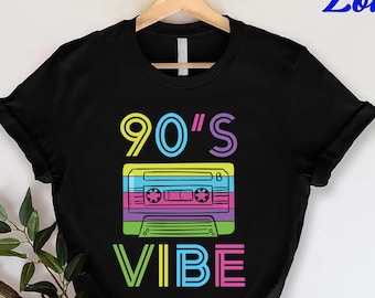 90's Cassette Vibe T-Shirt, 90's Party Costume, 90s Birthday Present Gift, Retro Vintage 90's Clothing, Girls 90's Party Matching Shirt