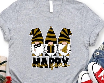 Happy New Year Gnomes Shirt, Retro Holiday Graphic Tee, Gnome Lover T-Shirt