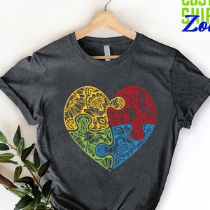Autism Accept Love Shirt,Mandala Puzzle Piece Shirt,Neurodiversity Shirt,Autism Awareness Shirt,Everyone Communicate Differently,Women Tees