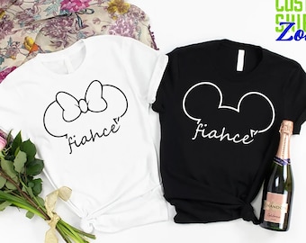 Mickey And Minnie Fiancé T-shirt, Disney Couple T-shirt, Couple Disneyworld  Trip Shirt, Engagement Party Shirts, Newlywed Gift Shirt