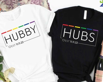 Custom Gay Wedding Shirt, Gay Couple Gift, LGBTQ Wedding Shirt, Personalized Pride Gift, Gay Bachelor Party Shirt, Two Grooms Wedding Tees