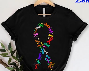 Faith Hope Love Fight Cancer TShirt,In All Colors Shirt,Cancer Supporters Gift,Colorful Ribbon,Cancer Awareness Shirt,Cancer Warrior,Cancer