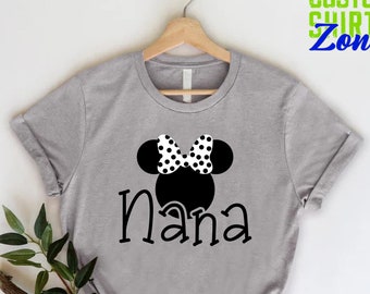 Custom Disney T-Shirts,Minnie Birthday Gift For Mom,Nana Head Shirt,Custom Name Shirt,Family Birthday Shirt,Personalized Disney Trip Shirt