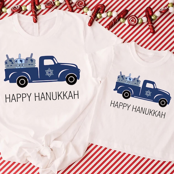 Kids Hanukkah Tee, Happy Hanukkah Shirt for Boys, Hanukah Gift for Grandson, Jewish Gift Shirt, Religious Holiday Shirts, First Hanukkah Tee
