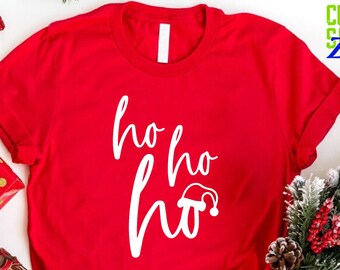 Ho Ho Ho Christmas Shirt, Christmas Santa Shirt, Santa Hat Shirt, Christmas Matching Shirt, Holiday Gift for Family, Merry Christmas Tee