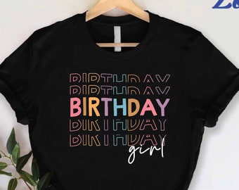 Retro Birthday Girl Shirt,Colorful Girls Birthday Party,Girls Birthday Outfit,Kids Birthday Shirt,Gift for Best Friend,Happy Birthday Shirt