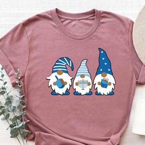 Gnome Tshirt,Chanukah Gifts,Chanukah Holiday,Jewish Gift,Religious T shirt,Hanukkah Menorah, Funny Gnome Tshirt,Dreidel Graphic Tees