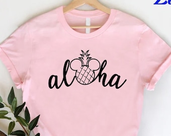 Disney Aloha T-Shirts, Mickey Pineapple Shirt, Disney Vacation Tees, Girls Disney Gift, Disneyworld Shirt, Disney Family Trip T-Shirts