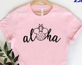 Disney Aloha T-Shirts, Mickey Pineapple Shirt, Disney Vacation Tees, Girls Disney Gift, Disneyworld Shirt, Disney Family Trip T-Shirts