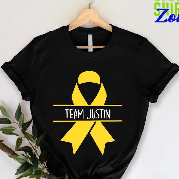 Cancer Awareness Team Shirt, Bone Cancer Support Team, Custom Cancer Support, Personalized Cancer Shirt, Yellow Ribbon Shirt, Sarcoma Shirt