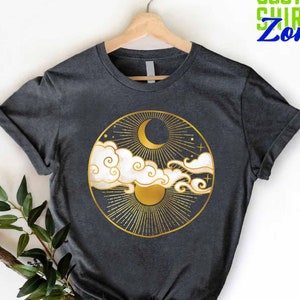 Mystic Moon And Sun Shirt, Boho Vintage Moon Shirt, Celestial Moon and Sun Shirt, Spiritual T-Shirt, Yoga Clothing, Astronomy Shirt