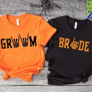 Gothic Bride Groom Engaged Shirt, Till Death Shirt, Halloween Wedding Shirt, Engaged Shirt, Goth Bachelorette Shirt,Funny Halloween Matching