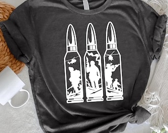 Military Silhouette Shirt, Soldier Bullet Graphic Tee, Proud Veteran Family T-Shirt