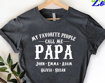 Custom Papa Shirt,Personalized Grandpa Gift from Grandchild,Papa shirt with name,Customized Fathers Day Gift, Baby Announcement Gift for Dad