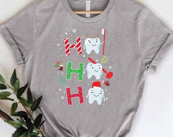 Dental Christmas Shirt, Funny Dentist Ho Ho Ho Tee, Dental Assistant Holiday T-Shirt