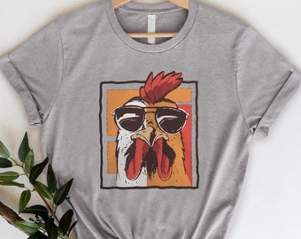 Retro Chicken Sunglasses T-Shirt, Funny Farm Animal Farmer Gift