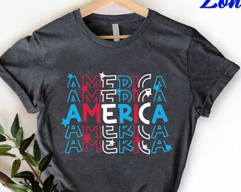 Patriotic America Shirt, Red White Blue Stars Graphic Tee, USA 4th of July Gift