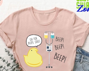 Funny Nurse Easter Shirt,Peep Nursing Easter Tshirt,IV Pump Women Gift,Med Surg ICU Peds Picu Nurse Spring Tee,Easter Nursing School Sweater