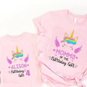 Unicorn Birthday Shirt, Custom Birthday Family Shirt, Rainbow Birthday Girl, Matching Birthday Outfit, Mom Dad Brother of the Birthday Girl
