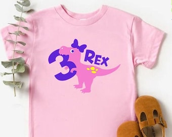 Three Rex Birthday Shirt,Dinosaur Kids Birthday,Gırls Birthday Tee,3 Rex Dino Birthday Party T-Shirts,3rd Birthday Shirt,3rd Birthday Outfit