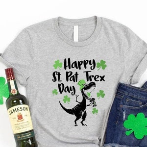 Mens St Pat Trex Day,Dinosaur St Patricks Day Shirt,St Paddys Gift For Kids,Boys Funny St. Patrick&#39;s Day Tee,Shamrock Shirt,Irish Day Shirt