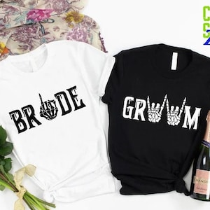 Goth Wedding Matching Shirt,Gothic Bride and Groom Gift, Newly Married Shirt, Halloween Wedding Shirt, Just Married Shirt, Bride & Groom Tee