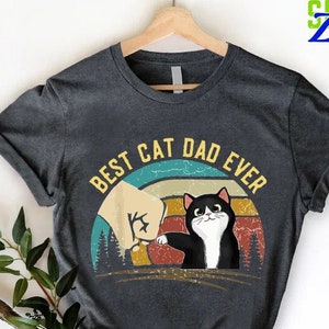 Funny Cat Dad Shirt, Best Cat Dad Gift, Father&#39;s Day Shirt, Retro Vintage Men Shirt, Cat Lover Gift, Cat Shirt, Birthday Gift for Cat Dad