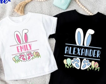 Personalized Name Easter Bunny Boy Shirt,Easter Kids Gift Tee,Custom Name Shirt For Girls,Toddler & Youth Tee,Cute Rabbit Paw Easter Shirt