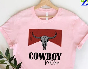 Cowboy Killer T-Shirt, Retro Vintage Boho Country Shirt, Western Shirt, Cowgirl Shirt, Southern Shirt, Country Girl Gift, Cow Skull Shirt