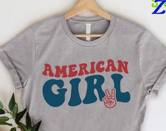 American Girl Shirt, Peace Out 4th of July Gift, All American Patriotic Shirt, Fourth of July Shirt for Women, Cute Patriotic Gift for Girl