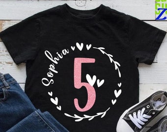 Custom Birthday Shirt,Personalized Birthday Girl Shirt, Kids Name Birthday Shirt, Birthday Gift, Customized 5th Birthday Shirt,10th Birthday