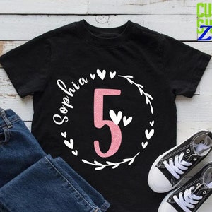 Custom Birthday Shirt,Personalized Birthday Girl Shirt, Kids Name Birthday Shirt, Birthday Gift, Customized 5th Birthday Shirt,10th Birthday