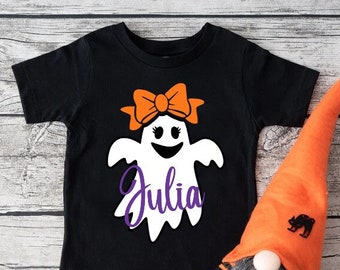 Ghost Kids Shirts,Custom Name Shirt,Halloween Shirt for Toddler,Halloween Gifts for Girl,Personalized Halloween Shirt,Girls Halloween Shirt
